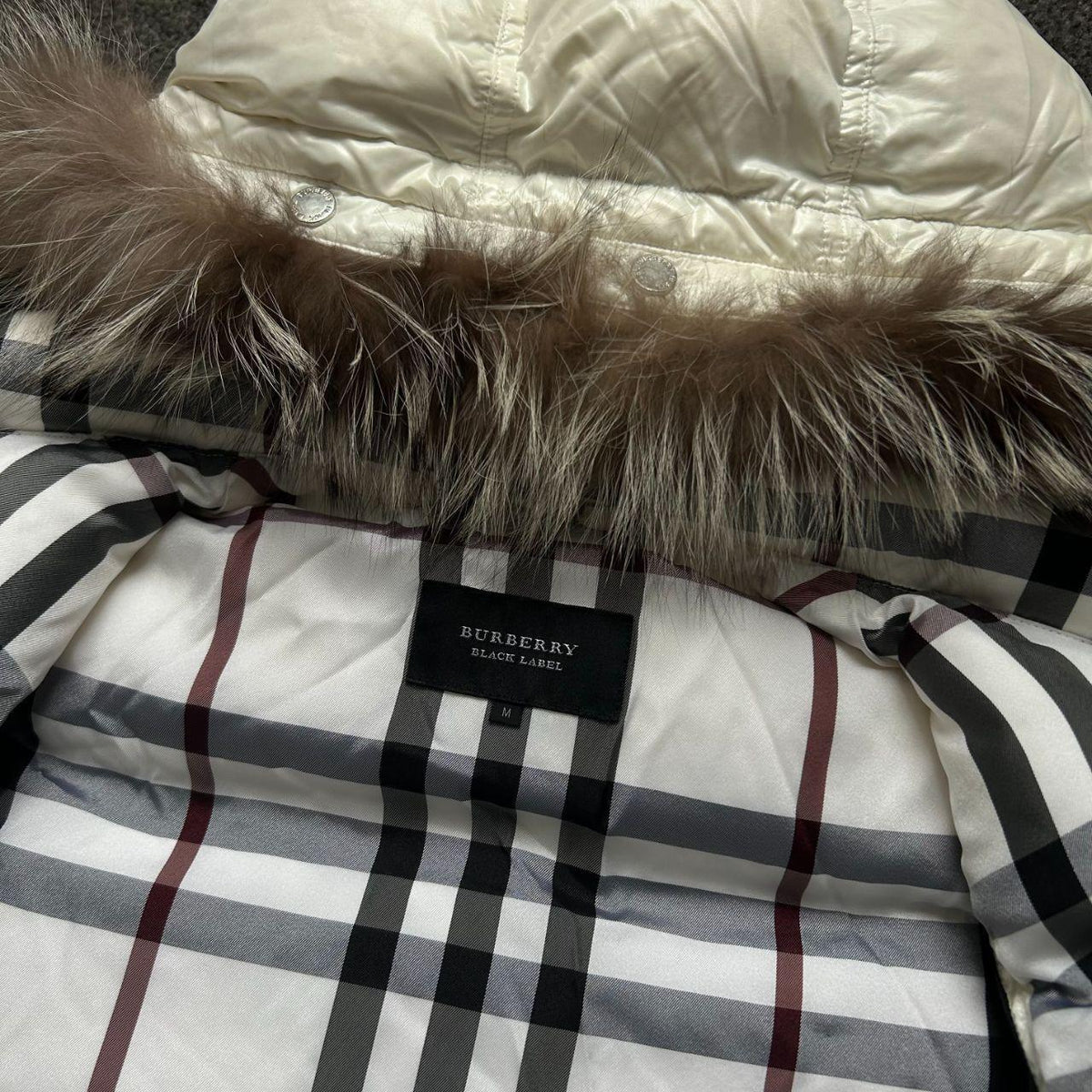 Vintage Burberry Black Label 2009 Fur Hood Puffer Jacket S