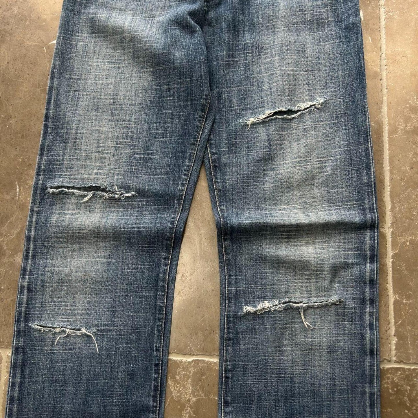 Vintage Armani Jeans Ripped Straight Denim Jeans W29 34