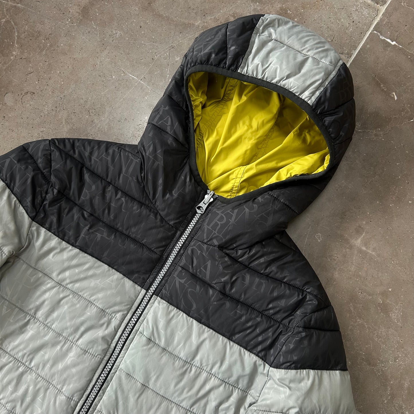 Vintage Armani Jeans Monogram Logo Puffer Jacket S