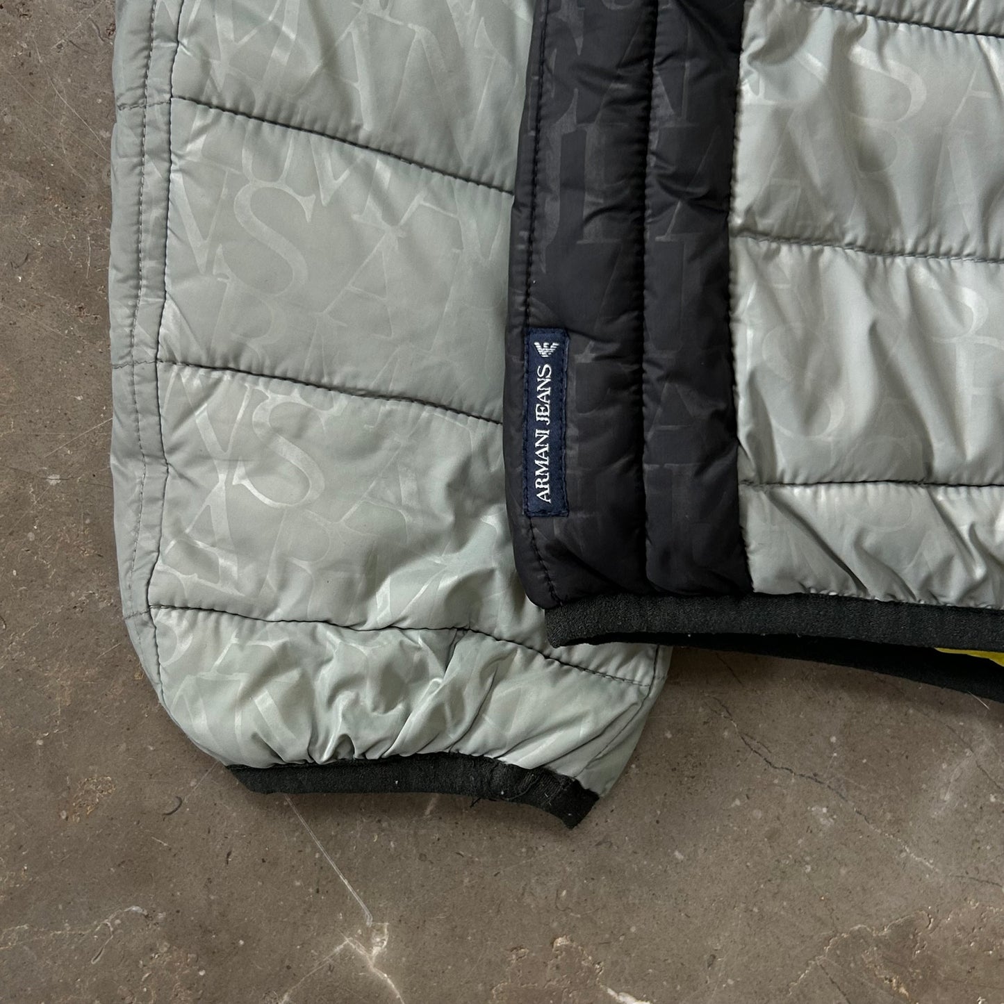 Vintage Armani Jeans Monogram Logo Puffer Jacket S