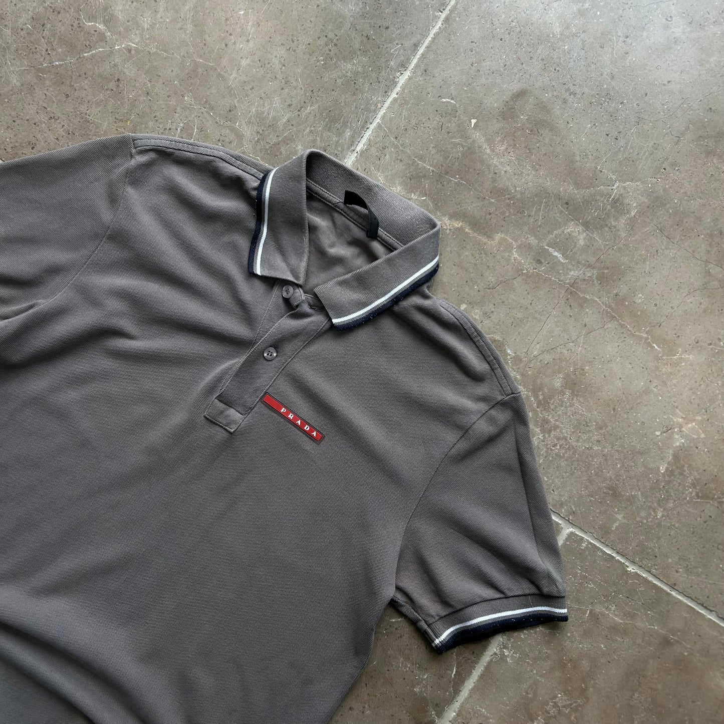 Mens Prada Polo Shirt Grey Size S