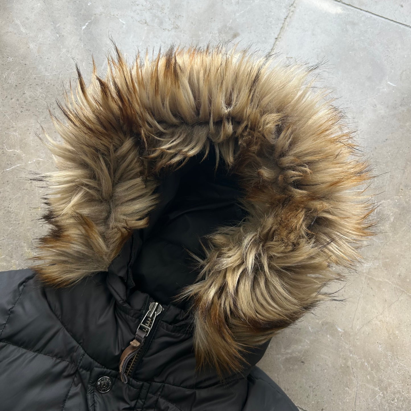 Vintage True Religion Square Stitch Fur Hood Puffer Jacket