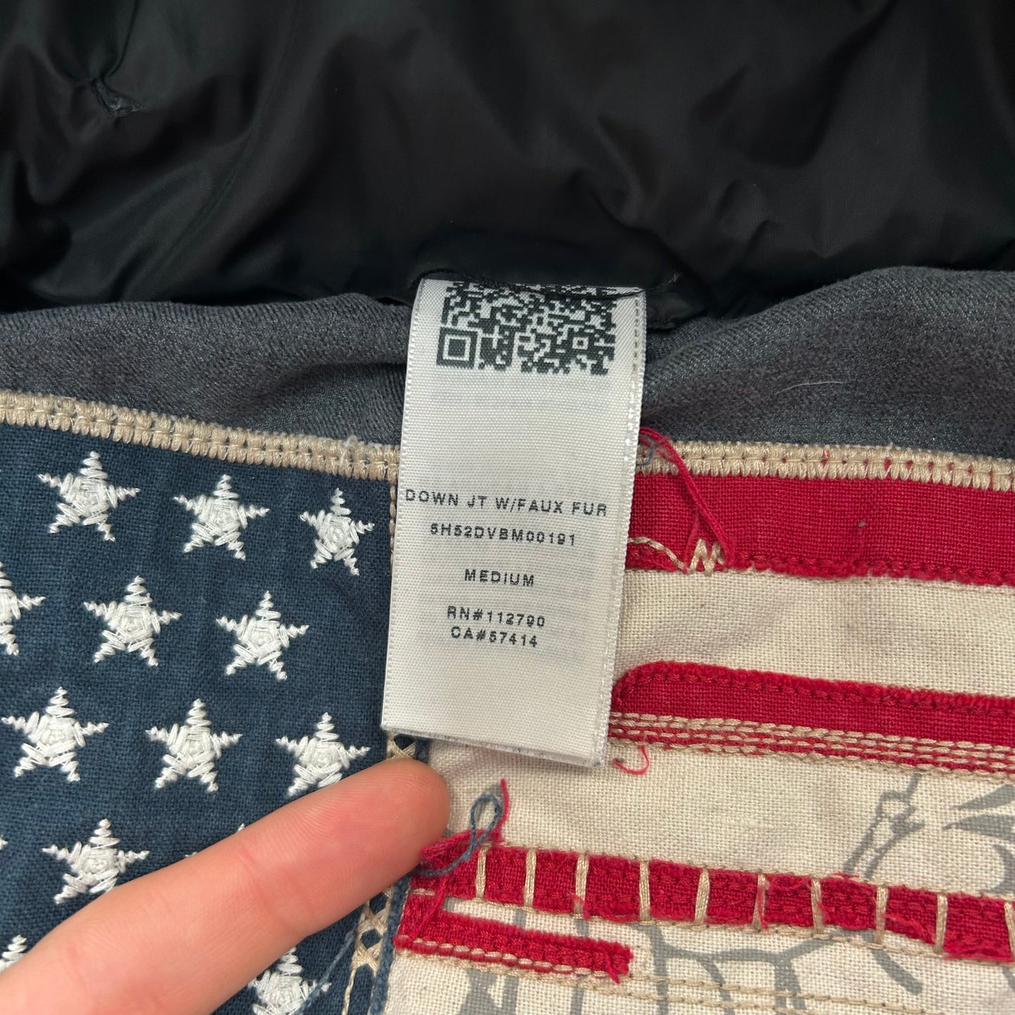 Vintage True Religion Square Stitch Fur Hood Puffer Jacket