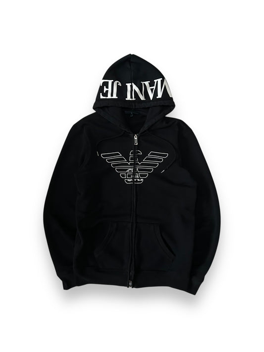 Mens Armani Jeans Logo Zip Up Hoodie Size M