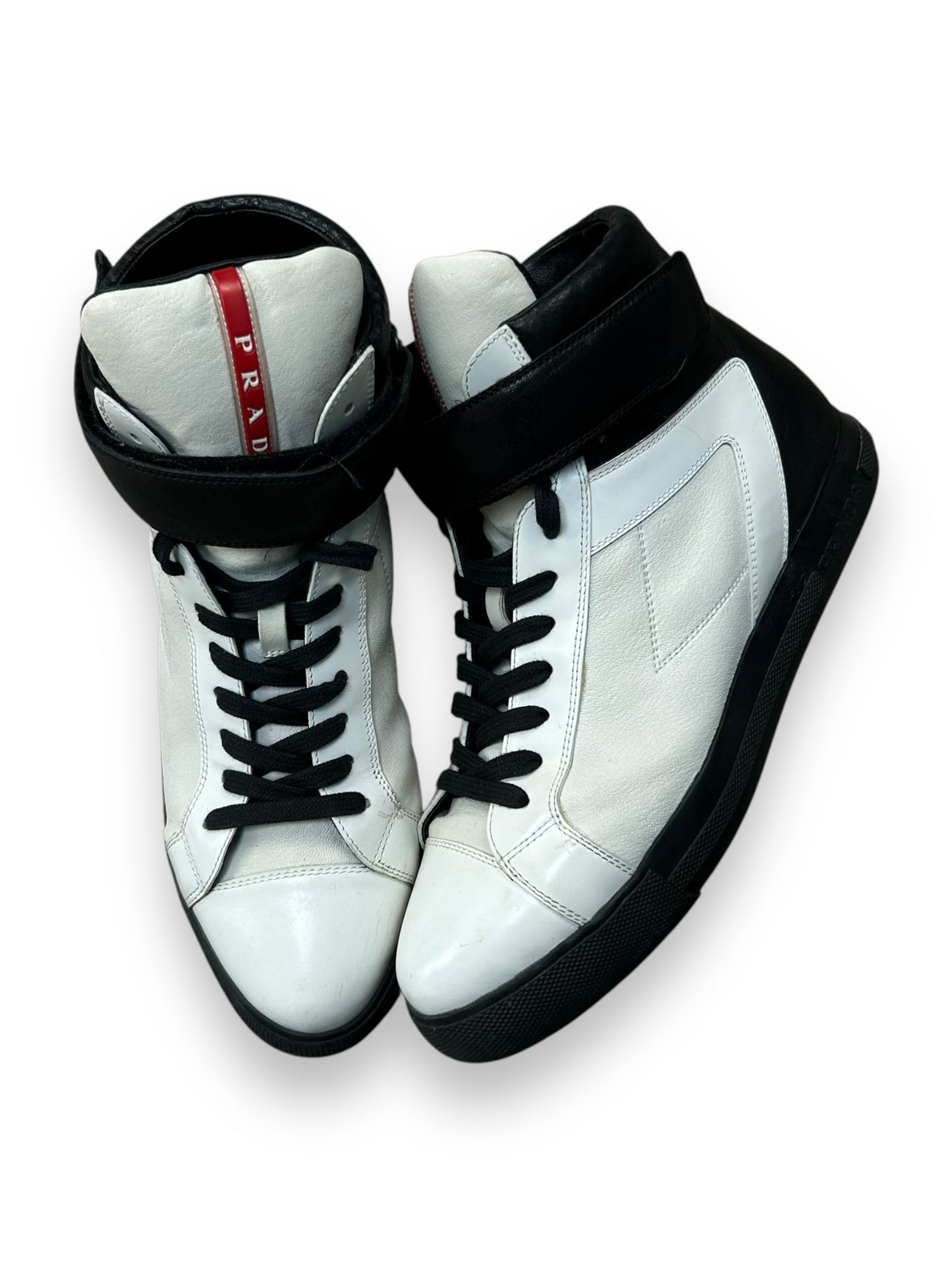 Prada Leather High Top Strap Trainers  UK 7