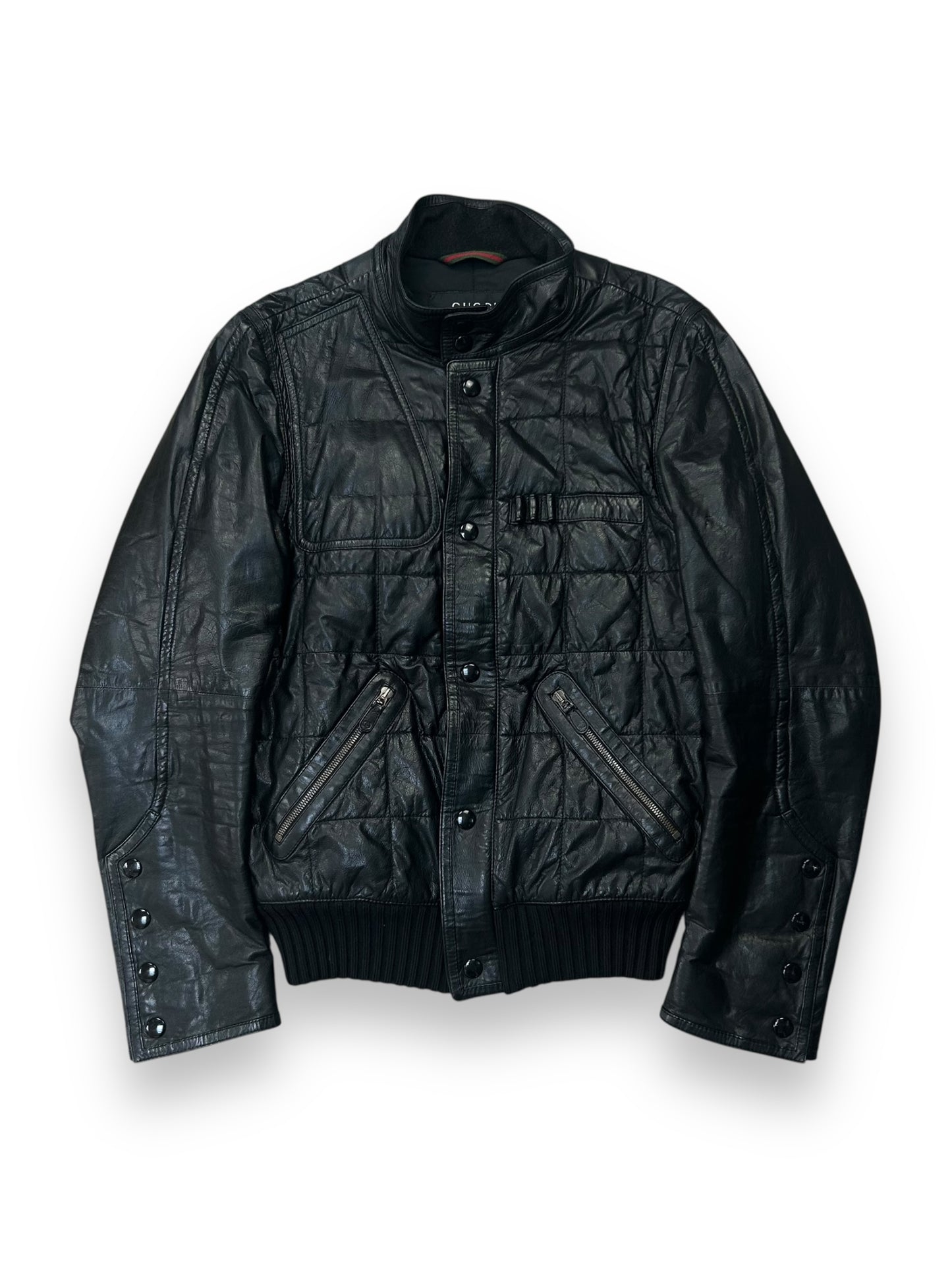 2000s Gucci Black Quilted Leather Jacket M