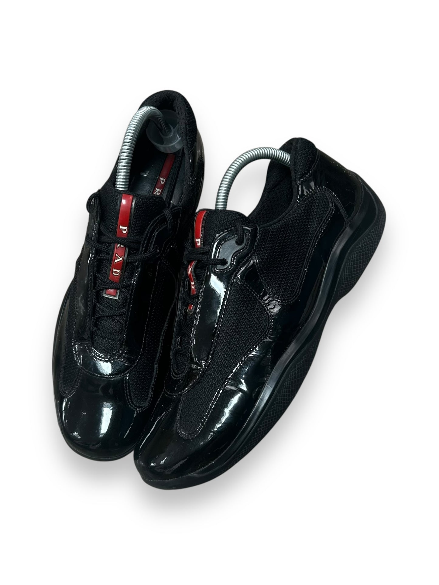 Mens Prada America Cups Patent Black Size UK 8