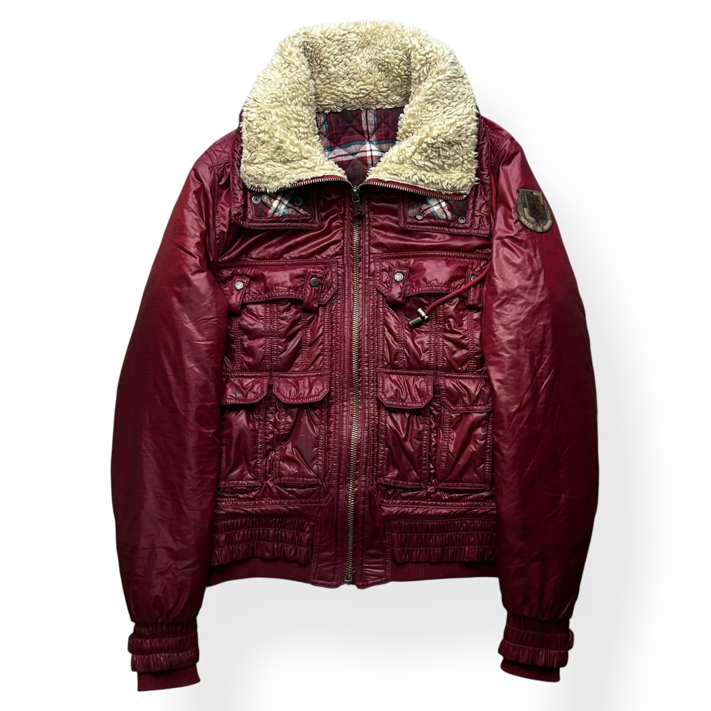 Dolce & Gabbana Red Multi Pockets Cargo Puffer Bomber Jacket M