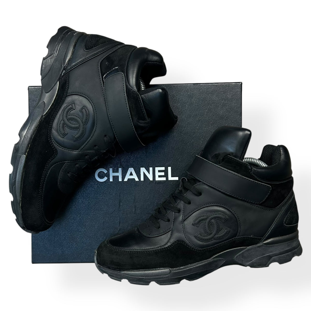 Chanel Strap Runners High Top Black UK 7