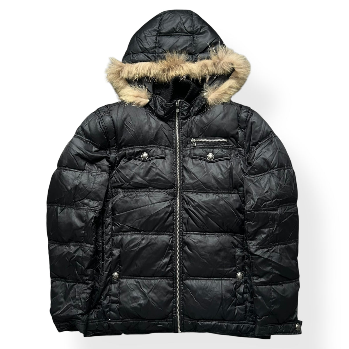 Japanese Fur Hood Puffer Jacket L