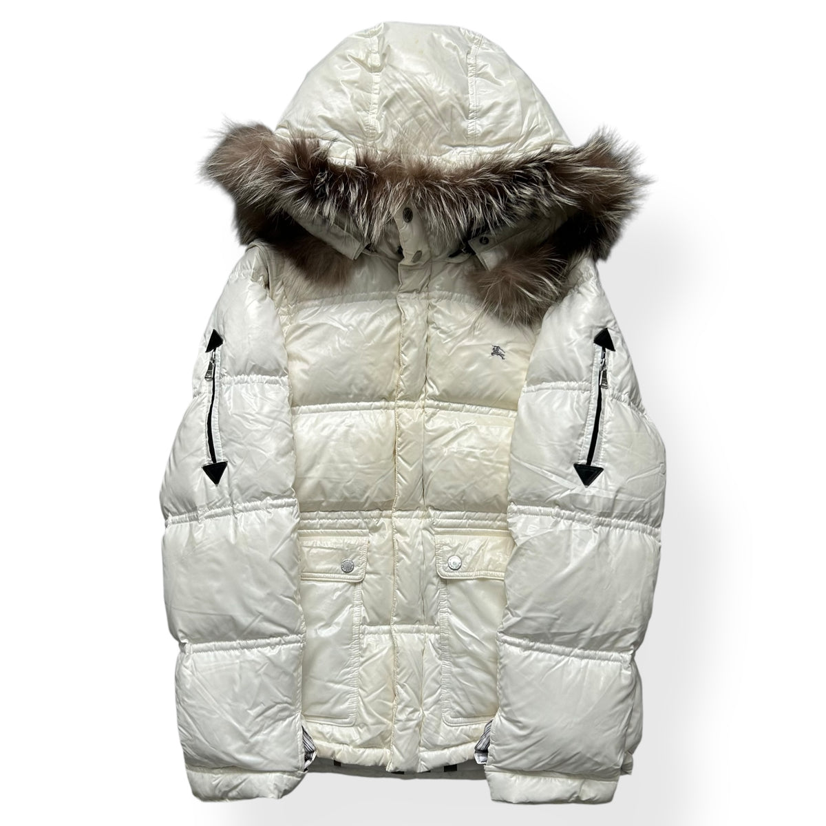 Vintage Burberry Black Label 2009 Fur Hood Puffer Jacket S