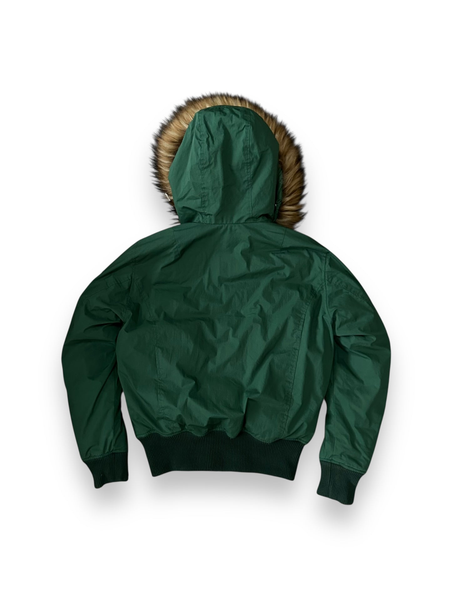 Mens Diesel Burkisk Puffer Bomber Fur Hood Jacket Green S