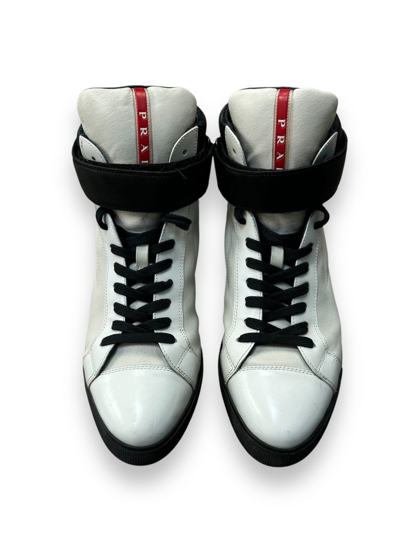 Prada Leather High Top Strap Trainers  UK 7