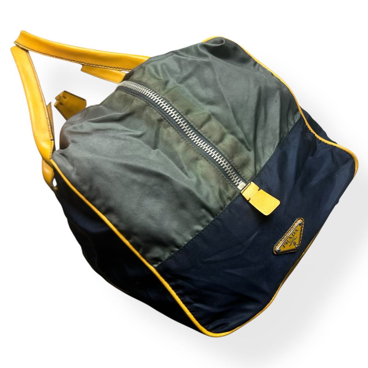 Prada Nylon Two Way Zip Duffle Travel Bag