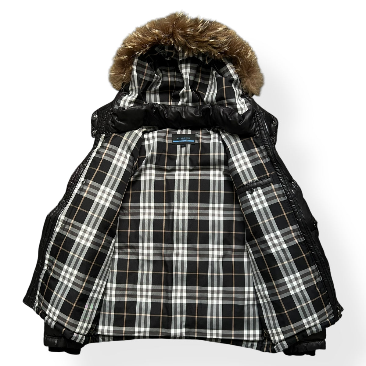 Vintage Burberry Blue Label Fur Hood Puffer Jacket M