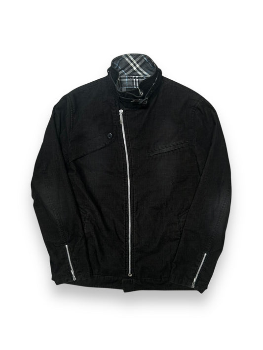 Burberry Black Label Asymmetrical Zip Corduroy Riders Jacket M
