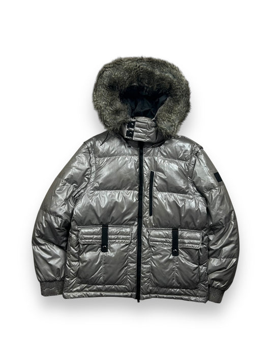 Armani Exchange Fur Hood Puffer Jacket Grey XL