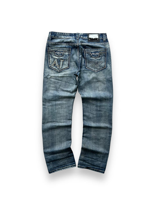 Vintage Armani Jeans Relaxed Straight Fit Logo Jeans W34 L33