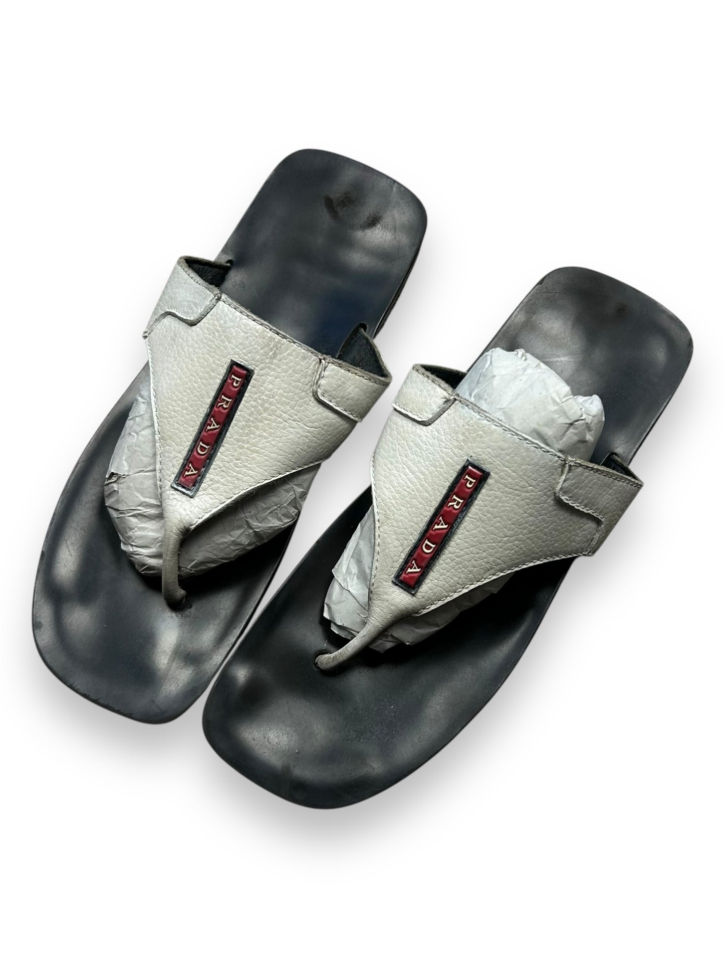 Mens Prada Sport Leather Flip Flops UK 10