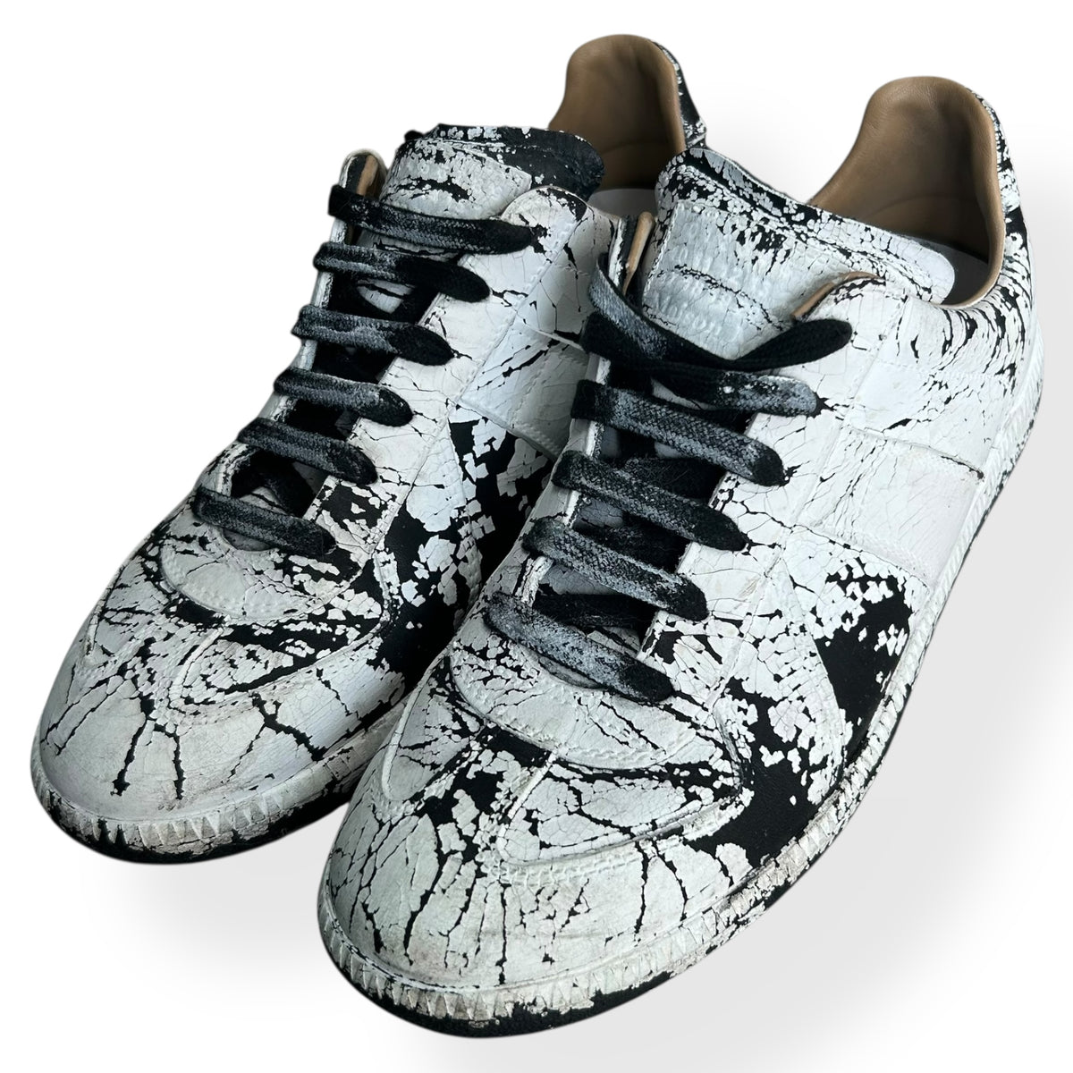 Maison Margiela Paint Cracking Gats Low Top Trainers UK 6