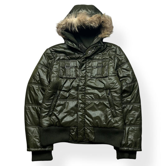 Vintage Japanese Fur Hood Puffer Jacket M