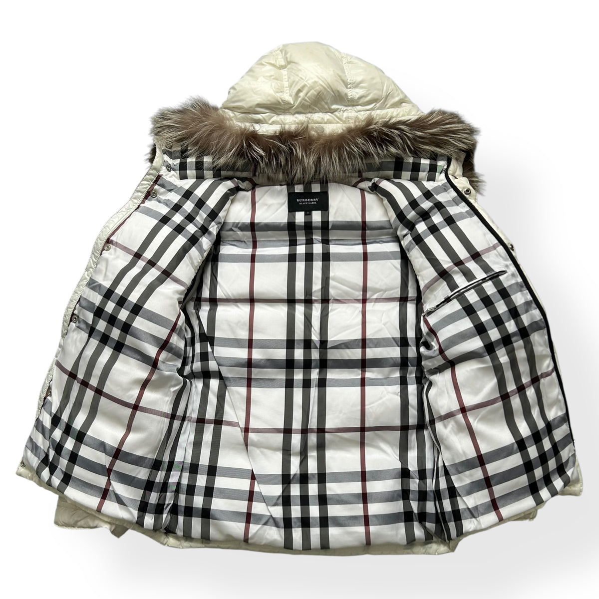 Vintage Burberry Black Label 2009 Fur Hood Puffer Jacket S