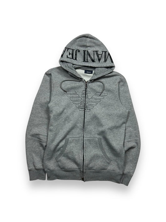 Mens Armani Jeans Logo Zip Up Hoodie Size L