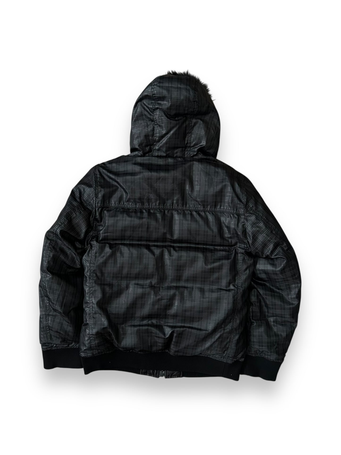 Burberry Black Label Fur Hood Reversible Puffer Jacket Black M