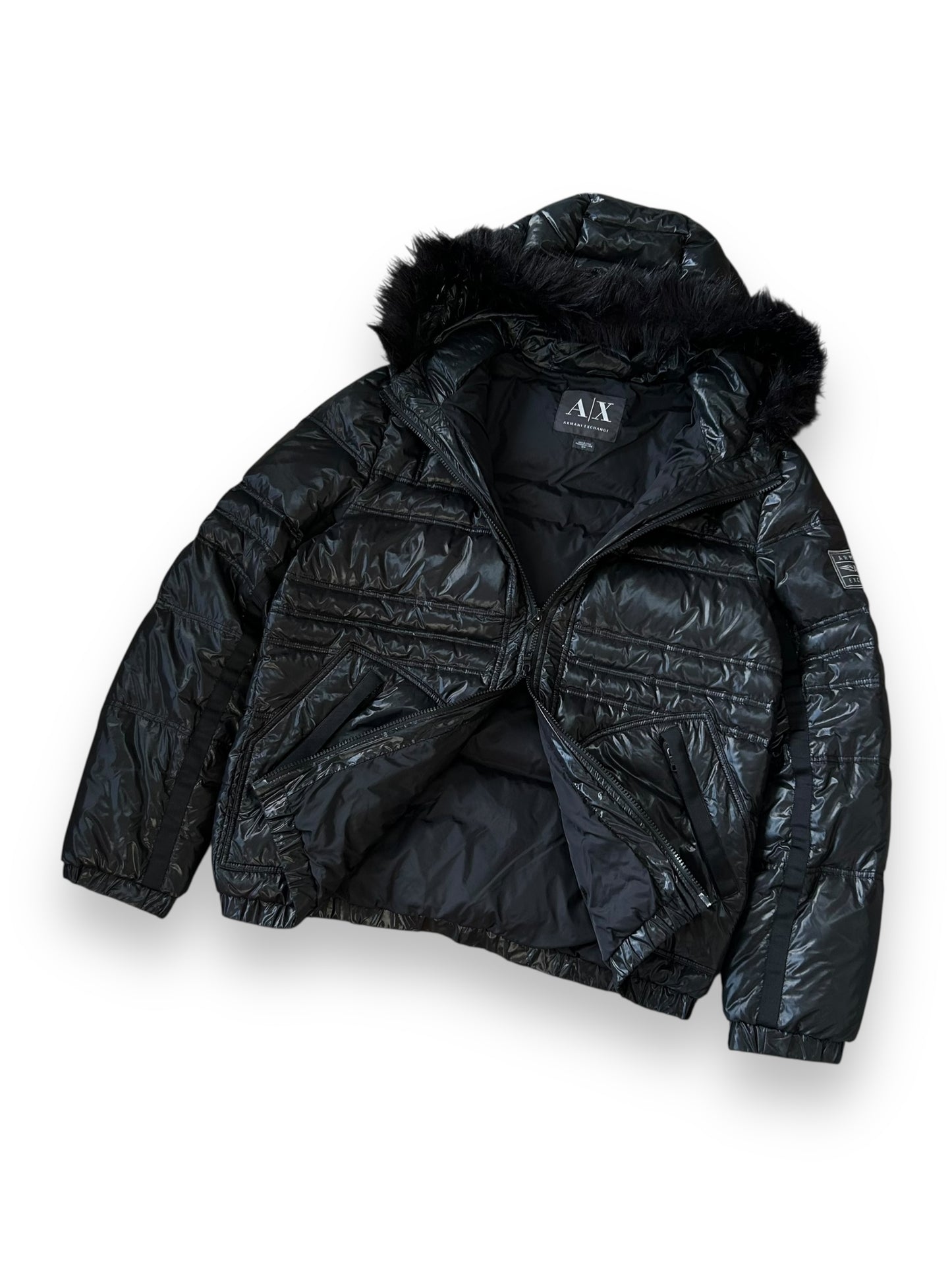 Armani Exchange Fur Hood Puffer Jacket M
