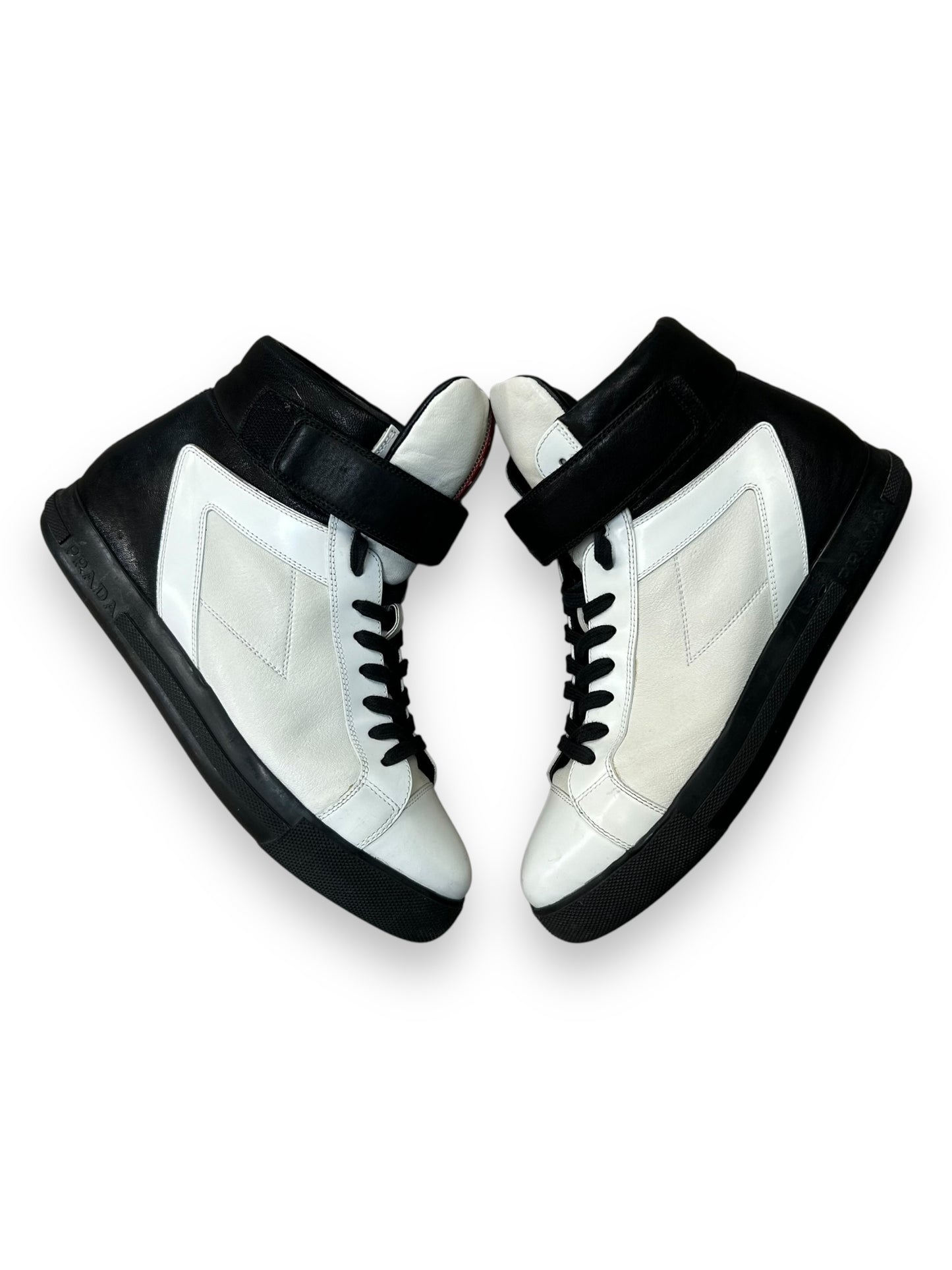 Prada Leather High Top Strap Trainers  UK 7