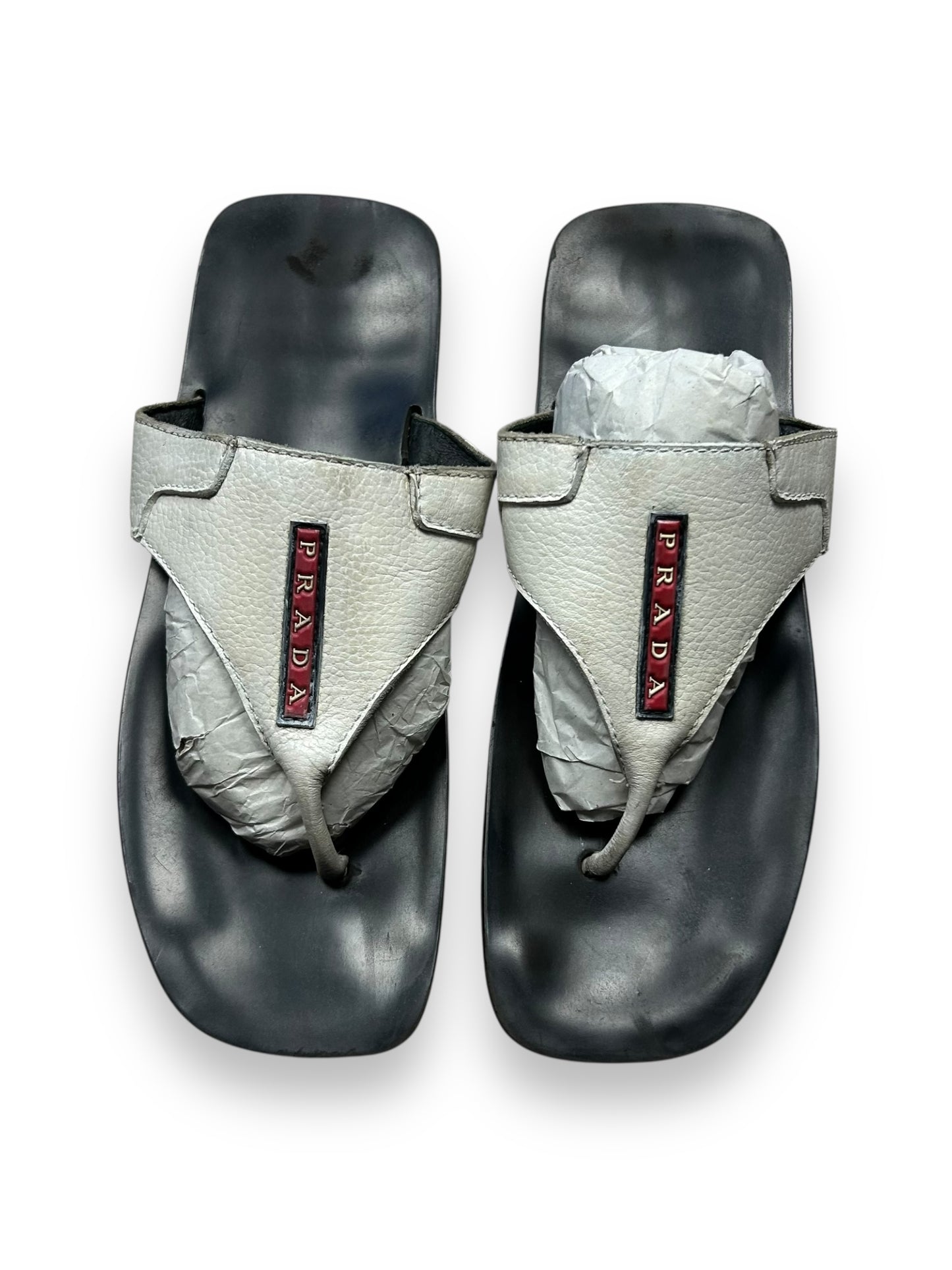 Mens Prada Sport Leather Flip Flops UK 10