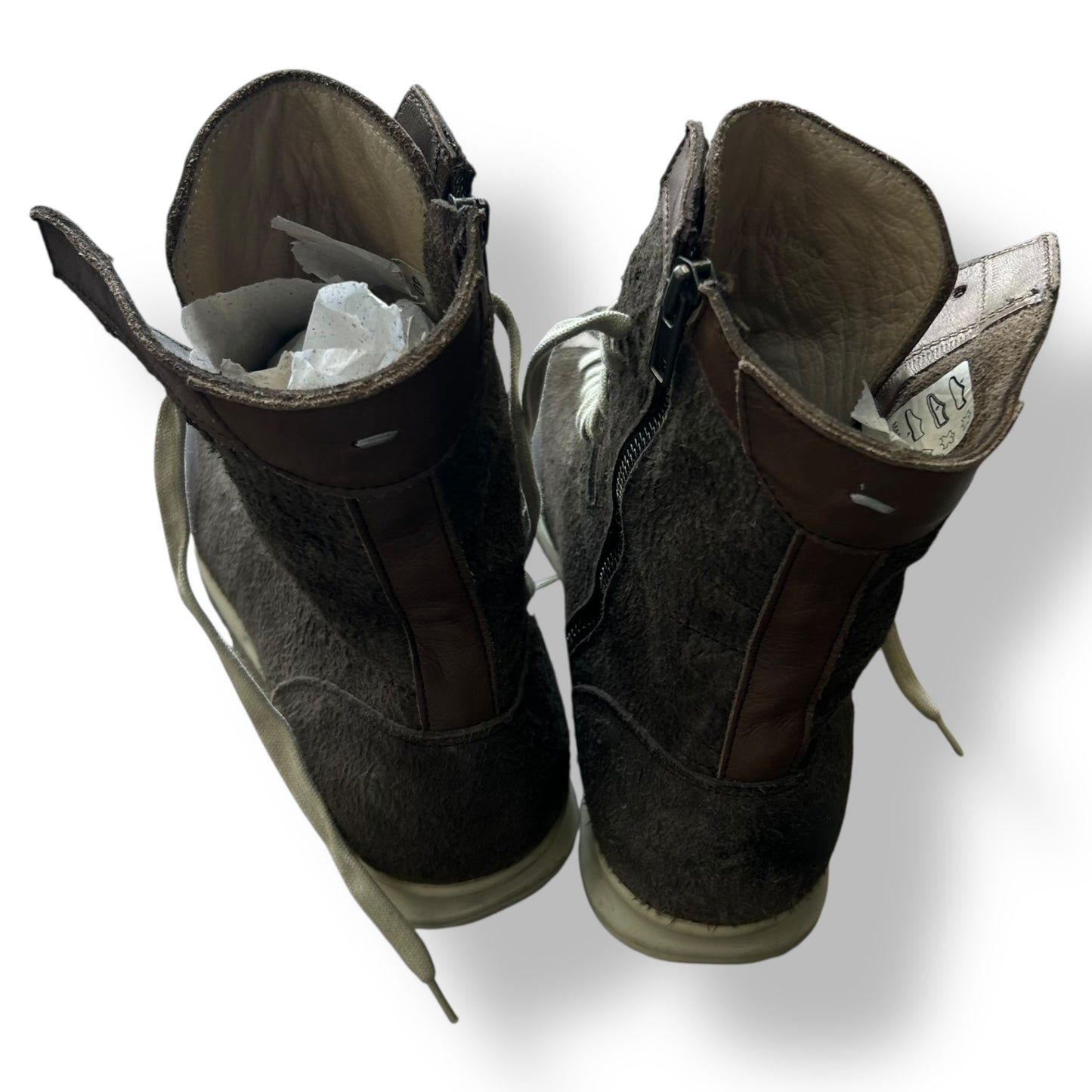 Maison Margiela Grey Suede Leather Brutalist High Top Shoes UK 7