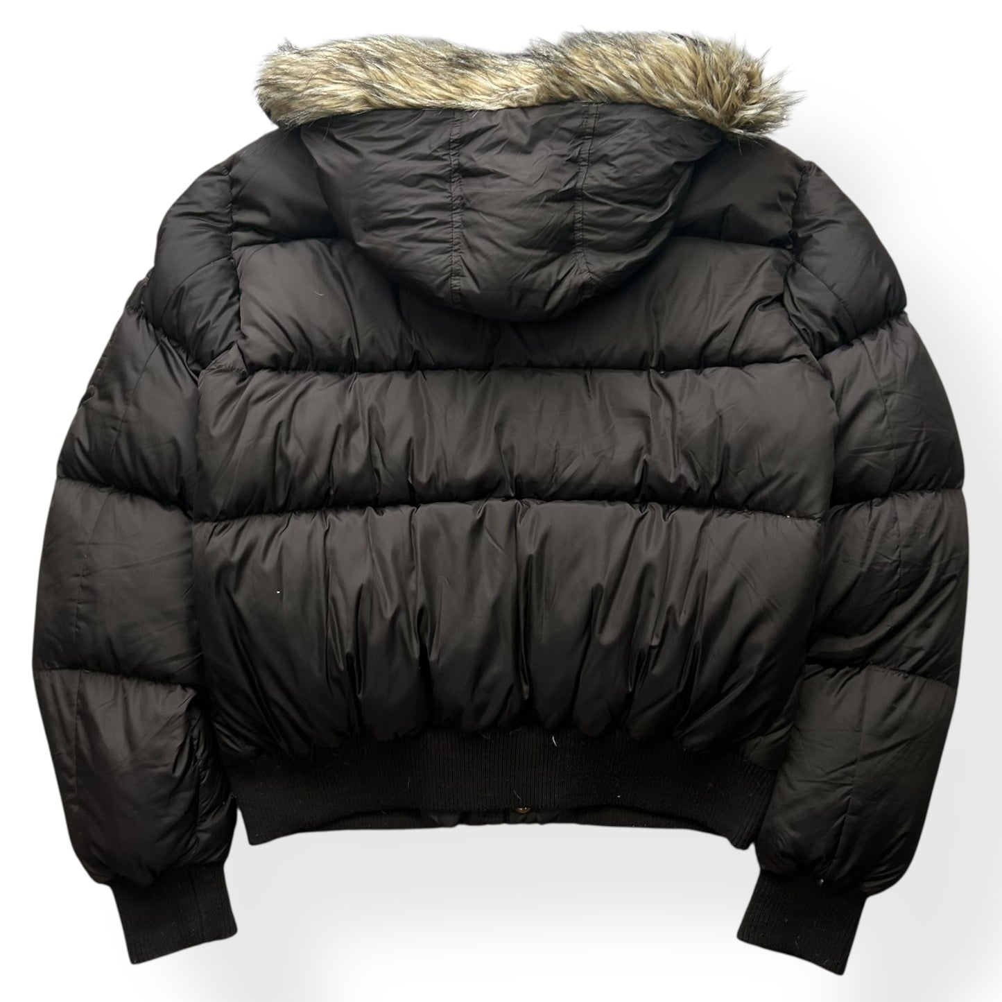 True Religion Fur Hood Puffer Down Jacket Brown XL