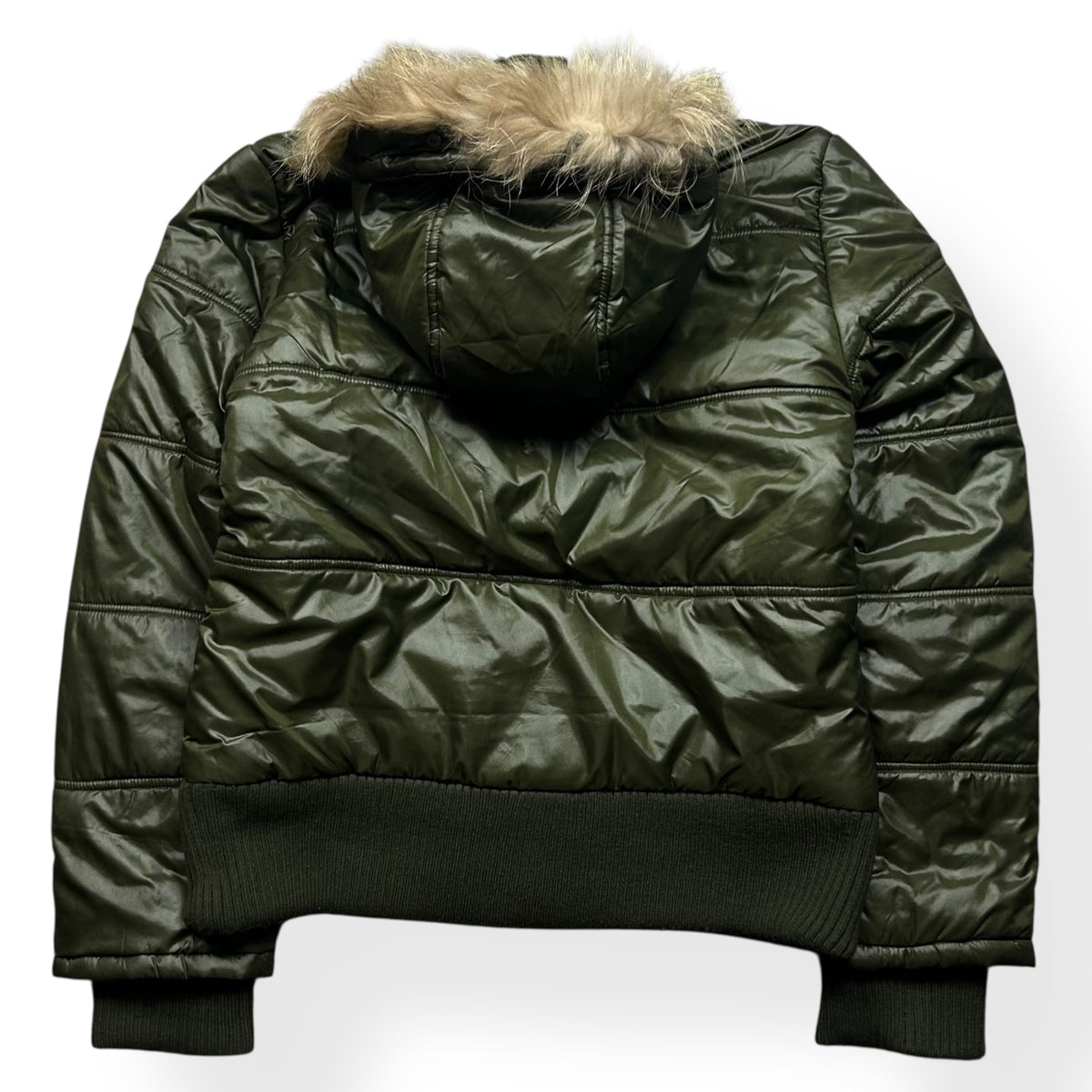 Vintage Japanese Fur Hood Puffer Jacket M