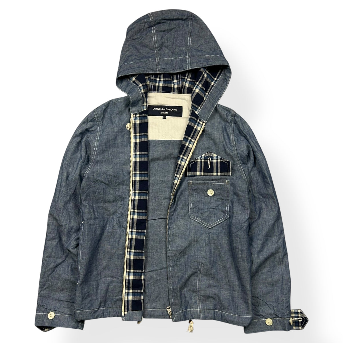 Comme des Garcons Homme 2012 Plaid Hooded Jacket XS