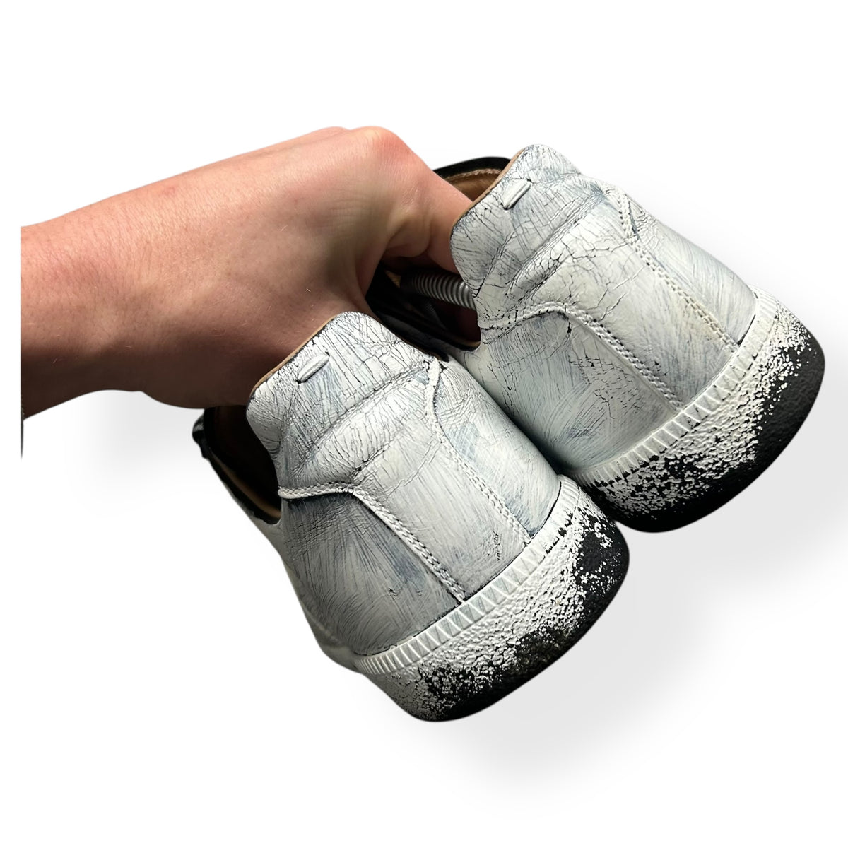 Maison Margiela Bianchetto Painted Gats Low Top Trainers UK 11