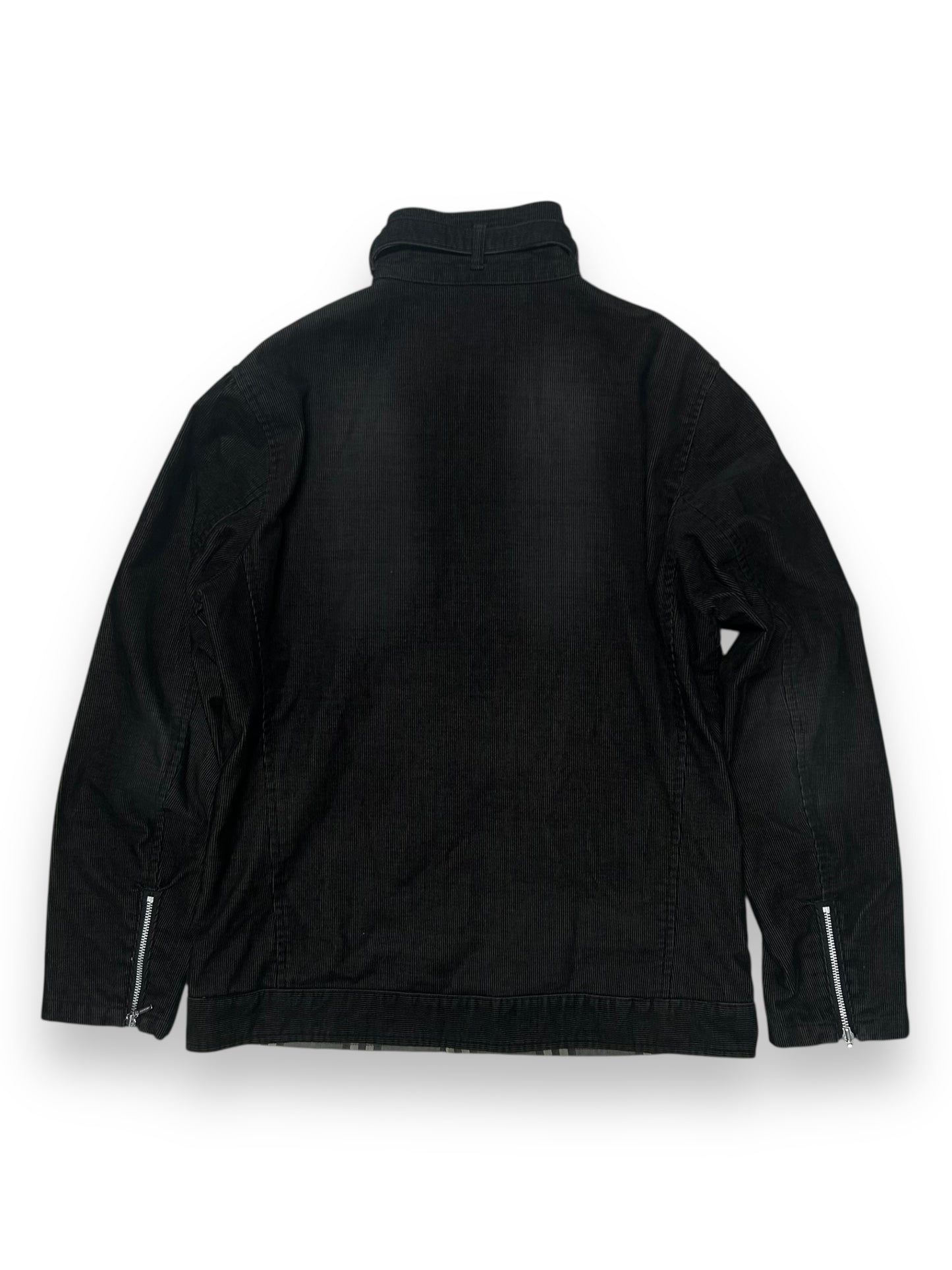 Burberry Black Label Asymmetrical Zip Corduroy Riders Jacket M