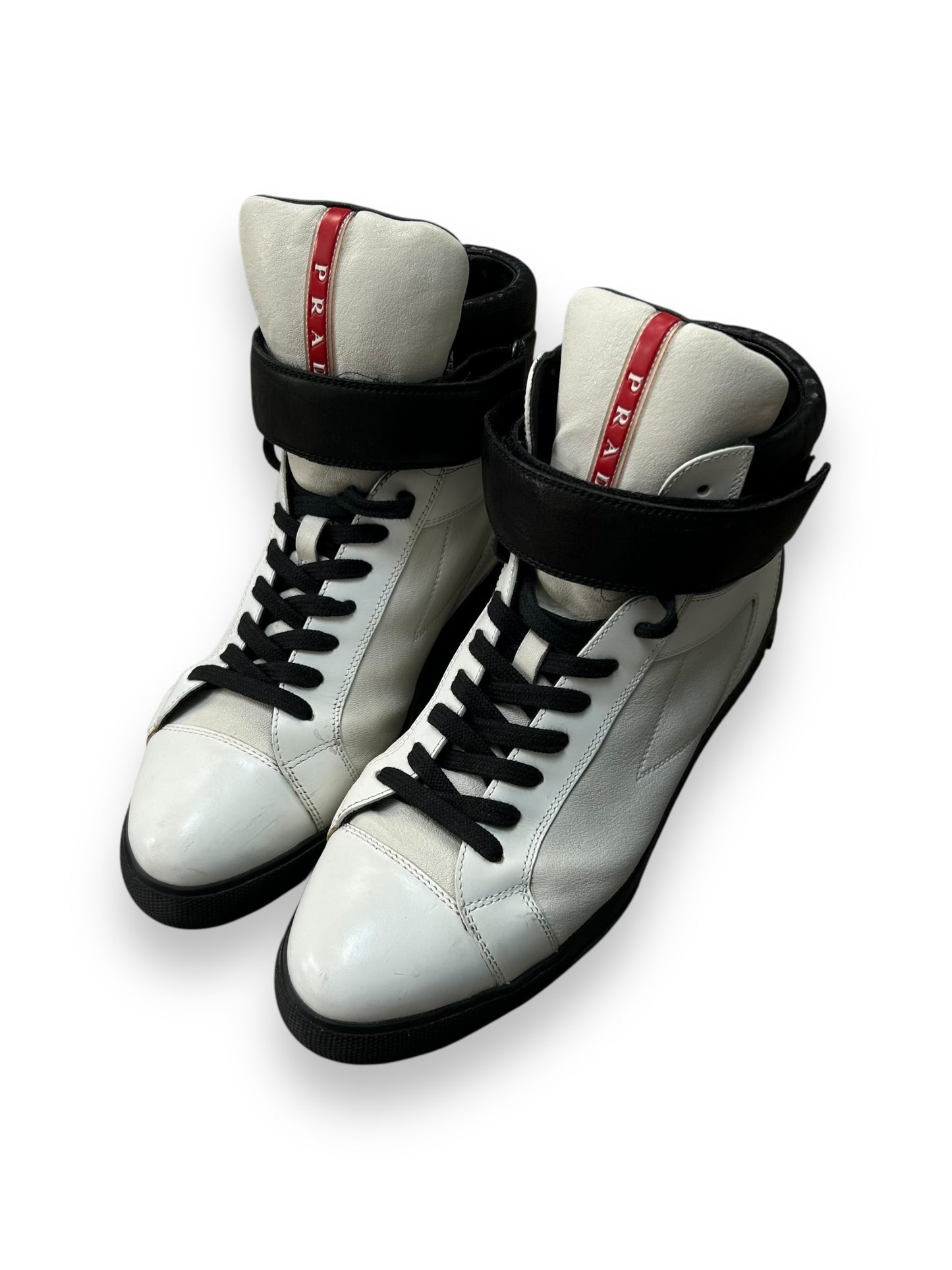 Prada Leather High Top Strap Trainers  UK 7
