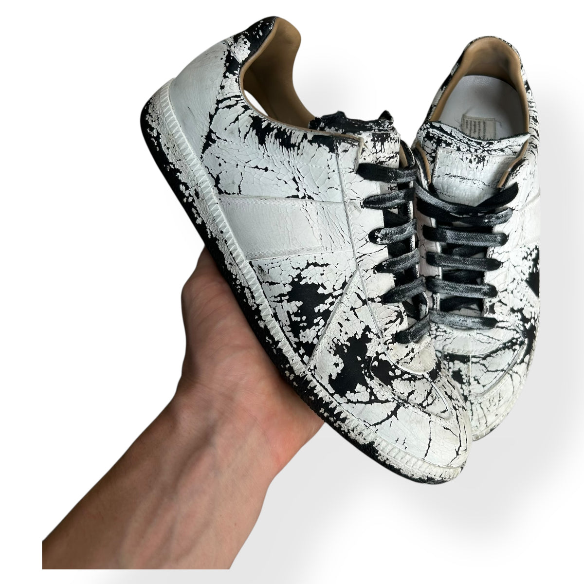 Maison Margiela Paint Cracking Gats Low Top Trainers UK 6