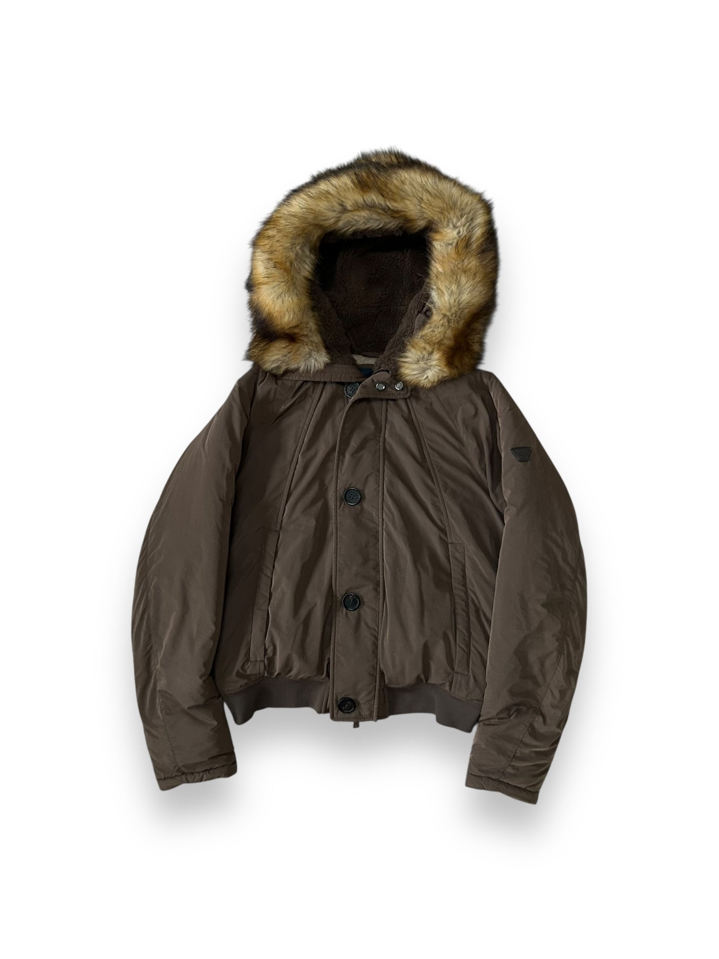 Armani Jeans Puffer Bomber Jacket Brown S