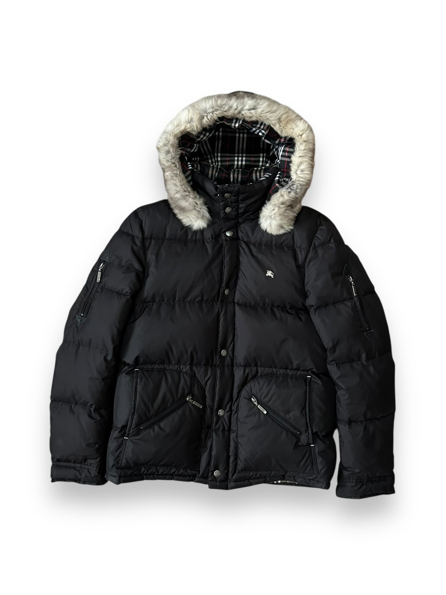 Burberry Black Label Fur Hood Puffer Jacket Black M
