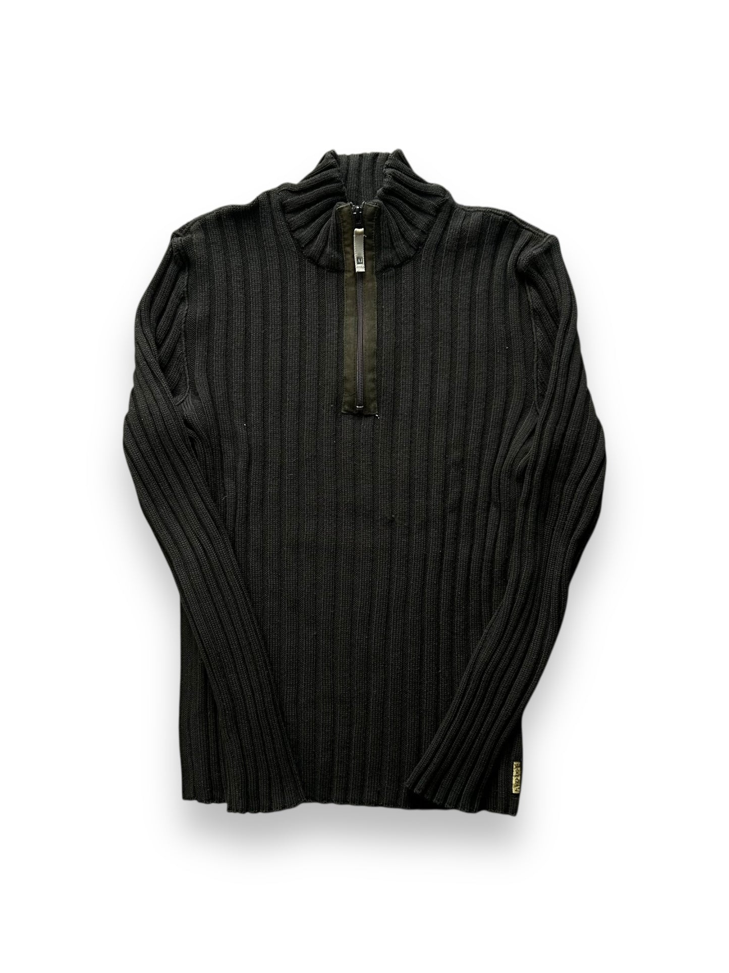 Mens Armani Jeans Ribbed Knitted Quarter Zip Jumper