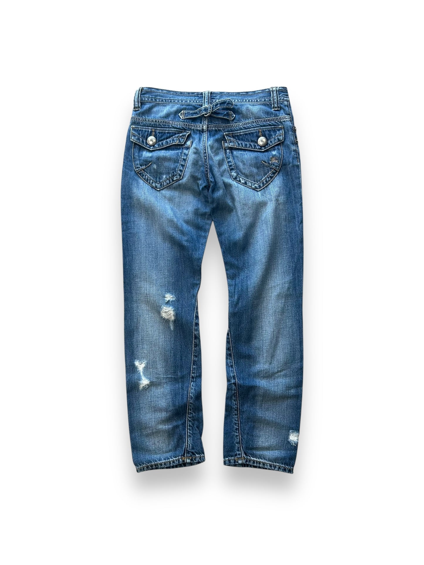 Vintage Burberry Blue Label Slim Skinny Buckle Back Jeans W30 L27
