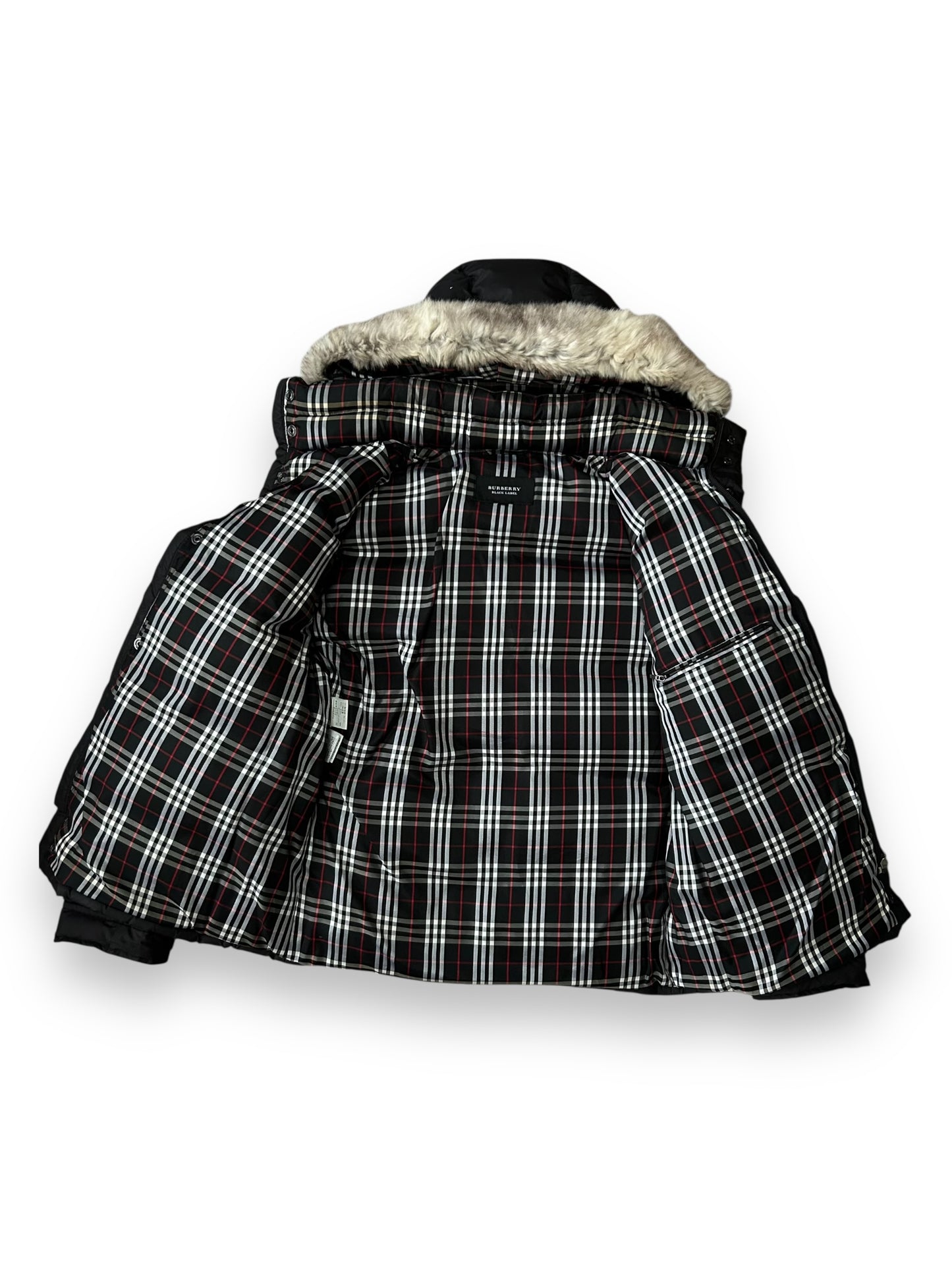 Burberry Black Label Fur Hood Puffer Jacket Black M