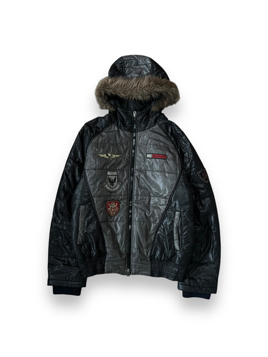 Vintage Japanese Archive Fur Hood Puffer Jacket M