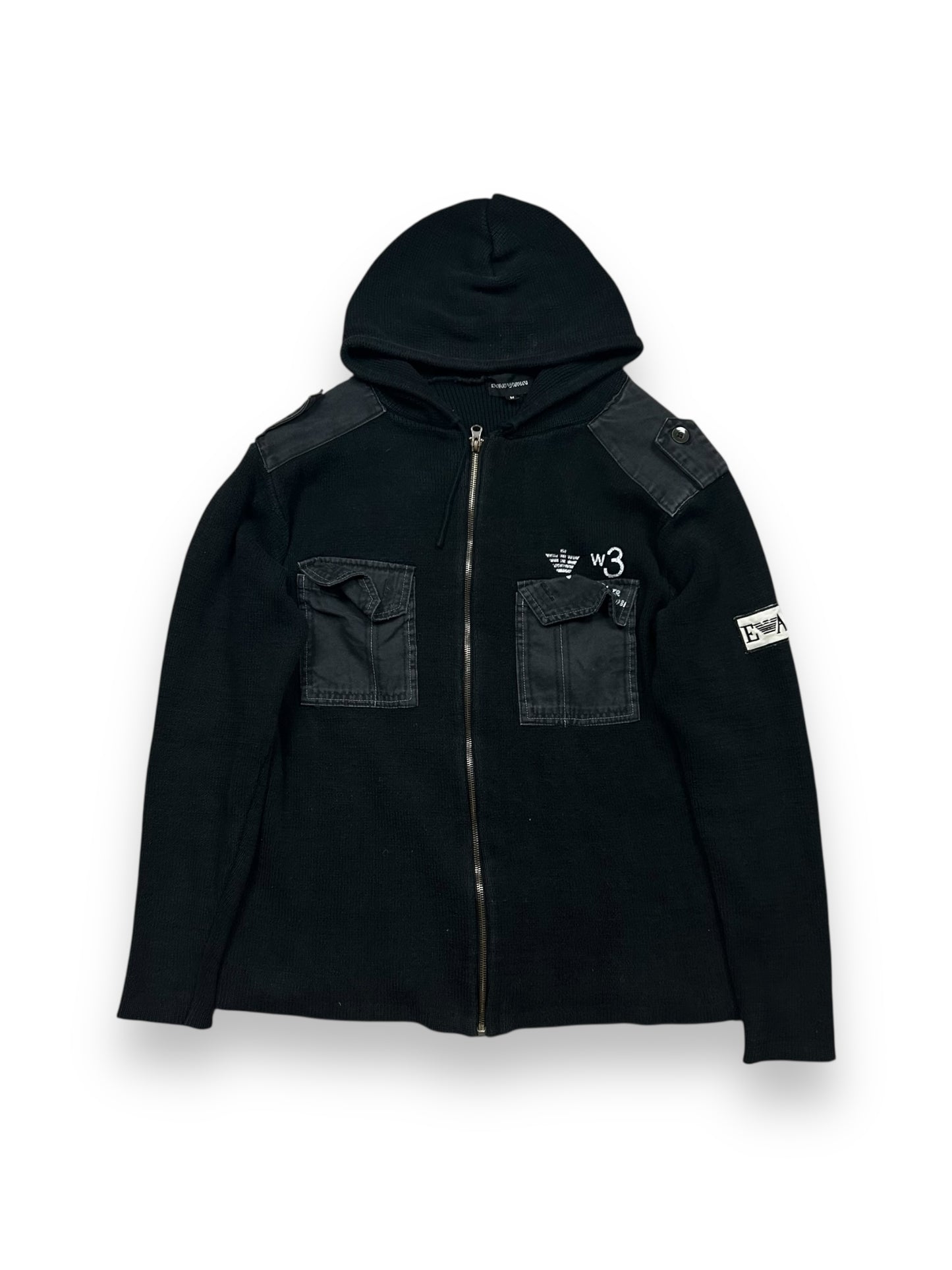 Emporio Armani Zip Up Waffle Knit Jumper M