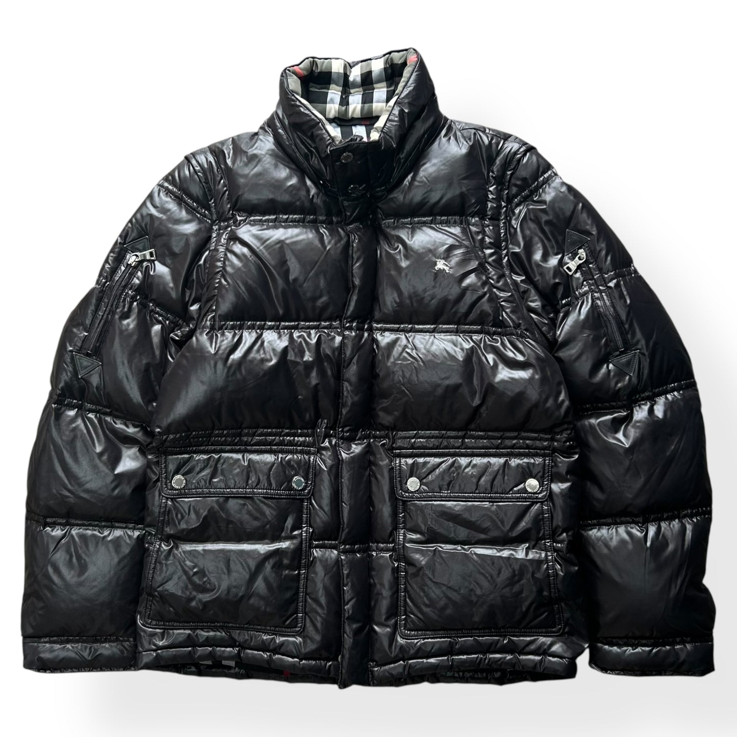 Vintage Burberry Black Label Shiny Puffer Jacket Black S