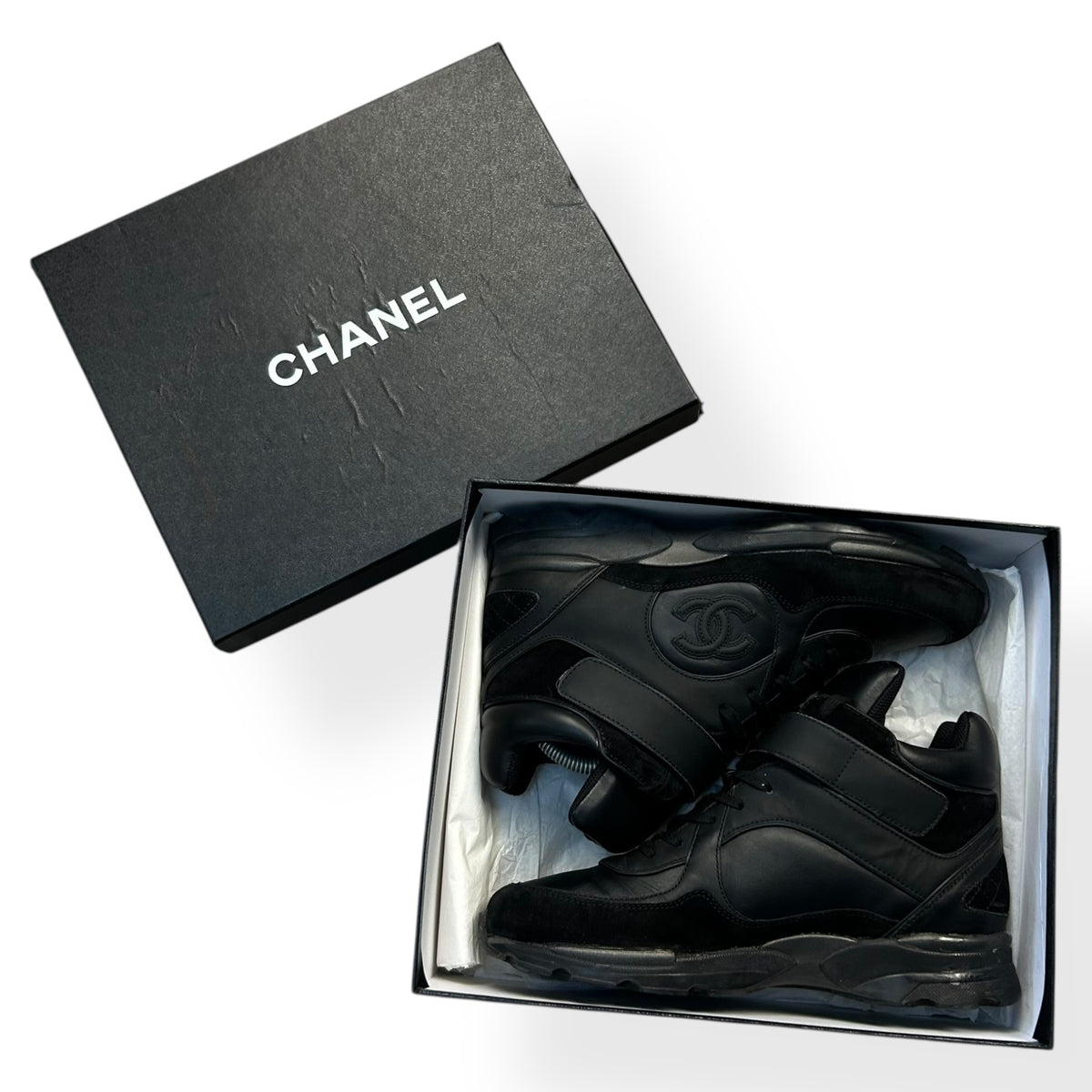 Chanel Strap Runners High Top Black UK 7