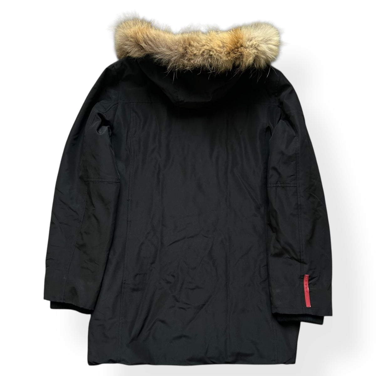 Vintage Prada Sport Fur Hood Nylon Trench Coat S