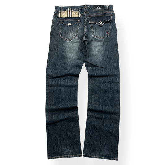 Vintage Burberry Black Label Relaxed Straight Ripped Jeans W32 L33